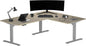 Progressive Desk Height Adjustable Computer Standing Desk - L Shaped 70" x 55" Corner Electric Stand Up Rising Workstation - Bright Beech, Gray Frame