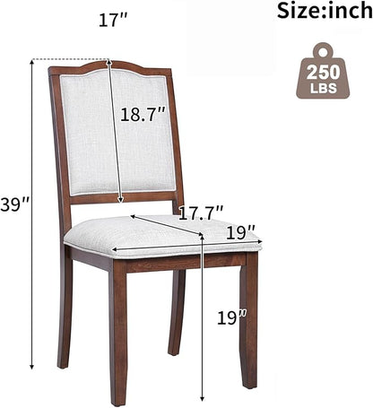 Merax Upholstered Dining Chairs Set of 4, Farmhouse Chair with High Back, Modern Seating for Kitchen, Bedroom & Living Room, Cherry+Beige