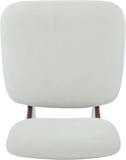 Christopher Knight Home Mores Low Profile Accent Chair Set of 2, Modern Living Room Armless Lounge Chair, Fabric Comfy Reading Chair for Bedroom, Wooden Frame and Thick Padded Seat, White+Walnut