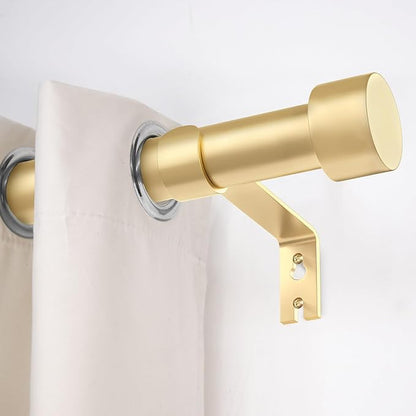 2 Pack Curtain Rods for Windows 72 to 144 Inch, 1 Inch Gold Curtain Rods Set, Adjustable Heavy Duty Curtain Rod, Outdoor Curtain Rods for Patio Bedroom, Drapery Rods with End Cap, Size 32"- 150"