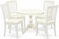 East West Furniture HBDA5-LWH-C 5 Piece Kitchen Table & Chairs Set Includes a Round Dining Room Table with Pedestal and 4 Linen Fabric Upholstered Chairs, 42x42 Inch, Linen White
