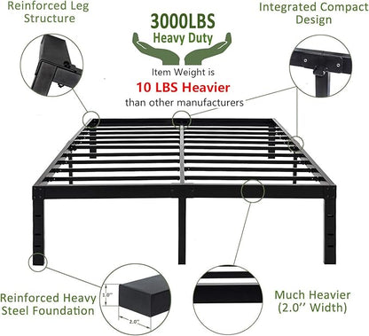 45MinST 18 Inch Platform Bed Frame/Easy Assembly Mattress Foundation / 3000lbs Heavy Duty Steel Slat/Noise Free/No Box Spring Needed,Cal King