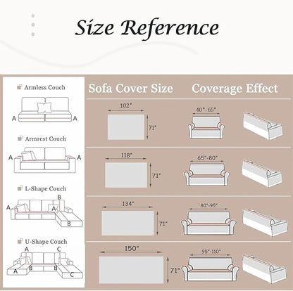 Couch Cover for Dogs Washable Sofa Cover, Sectional Couch Covers, Sofa Covers for 2 Cushion Couch, Non Slip Stripe Sofa Slipcovers Furniture Protector, Couch Protector from Cat Claws, Beige,71''x150''