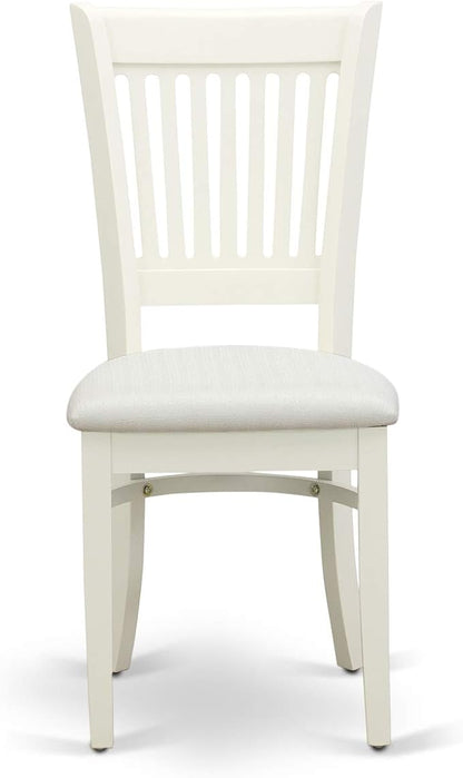 East West Furniture BOVA5-LWH-C 5 Piece Dinette Set for 4 Includes a Round Kitchen Table and 4 Linen Fabric Upholstered Dining Chairs, 42x42 Inch, Linen White