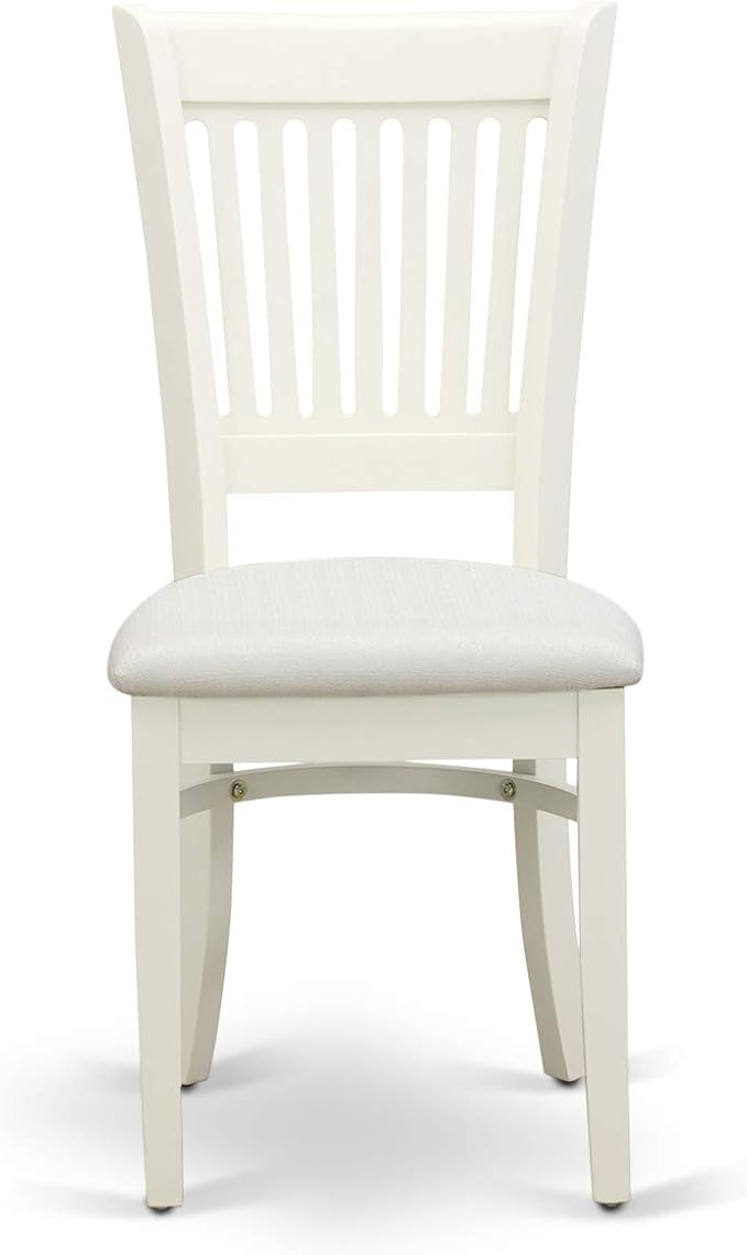 East West Furniture ANVA5-LWH-C 5 Piece Dining Room Table Set Includes a Round Kitchen Table with Pedestal and 4 Linen Fabric Upholstered Dining Chairs, 36x36 Inch, Linen White