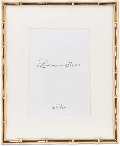 Lawrence Frames Bamboo Design Metal Frame, 8x10, Matted 5x7, Gold
