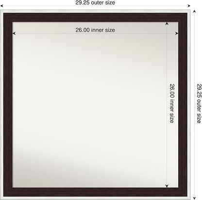 Amanti Art Bathroom Mirror for Over Sink, 29x29 Maya Espresso Silver Square Vanity Mirror, Large Modern Contemporary Frame, Hangs Horizonally and Vertically, Bathroom Wall Decor, Non-Beveled Edge