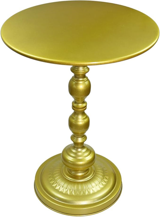 Benkyo Gold Round End Side Table Modern Metal Pedestal Spindle Side Tables for Living Room Bedroom，Gold
