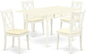 East West Furniture MZCL5-LWH-C 5 Piece Kitchen Table Set for 4 Includes a Rectangle Dining Room Table with Dropleaf and 4 Linen Fabric Upholstered Dining Chairs, 36x54 Inch, Linen White