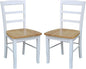 Madrid Ladderback, Set of 2 Dining Chairs , Solid Wood Kitchen/Dining Chairs, Parawood Construction, 18.1"W x 19.3"D x 35.2"H, 225 lb Weight Capacity, Elegant, Durable, White/Natural