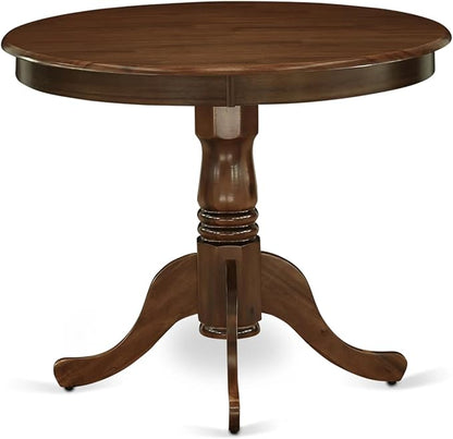 East West Furniture ANDA5-AWA-27 5 Piece Kitchen Table & Chairs Set Includes a Round Dining Table with Pedestal and 4 Polyester Fabric Upholstered Chairs, 36x36 Inch, Antique Walnut