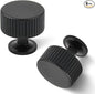 Matt Black Kitchen Cabinet Knob, 6 Pack Solid Brass Dresser Drawer Pulls, 1-1/10 Black Cabinet Knob for Cabinet Cupboard Wardrobe, Furniture Hardware Handles