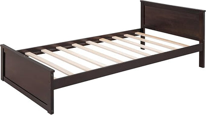Full Size Loft Bed with Wardrobe Desk and Shelves,Solid Wood Bunk Stand-Alone Platform Bedframe,w/Safety Guardrail,for Kids Teens Adults Bedroom,Espresso
