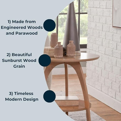 Martin Svensson Home LAX 20" Round End/Side Table with Storage, Light Oak