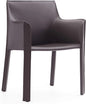 Manhattan Comfort Vogue Modern Faux Leather Dining Chairs, Metal Frame, Comfortable Padded Seat, Fully Assembled Armchair Accent Furniture, Set of 1, Grey