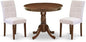 East West Furniture ANAS3-AWA-08 3 Piece Kitchen Dining Table Set contain A Modern Table and 2 Mist Beige Polyester Fabric Upholstered Dining Chairs, Antique Walnut