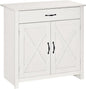 HOMCOM Farmhouse Sideboard Buffet Cabinet, Barn Door Coffee Bar Cabinet with Drawer and Adjustable Shelf, for Living Room, Entryway, White Wash