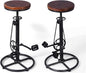 Set of 2 Industrial Bar Stool-Swivel Vintage Coffee Kitchen Dining Island Chair-Bike Pedal Footrest-Extra Tall Pub Height Adjustable 29-37"