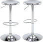 Bar Stools - 2 Pack, Adjustable Swivel Height Counter Bar Stool, Modern Metal Barstools, Backless Barstool for Bar, Kitchen Island, Pub, Silver
