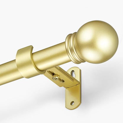 Curtain Rods for Windows 16 to 92 Inches, Curtain Rod Max Adjustable Length of 104 IN, 1" Diameter Drapery Rods Round Finials, Warm Gold, Pack of 1