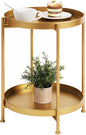 Tiita Round End Table Mental 2-Tier Side Table Nightstand/Small Iron Tables Accent Coffee Table for Living Room Bedroom Office Small Space