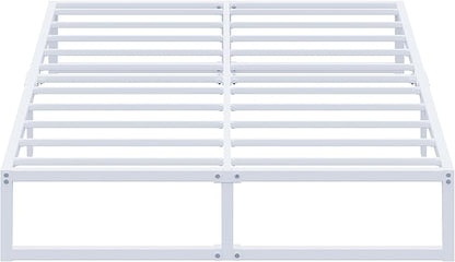 EMODA 12 Inch White Queen Bed Frame, Metal Queen Platform Bed Frame No Box Spring Needed, Heavy Duty Steel Slats Support, Easy Assembly, Noise Free