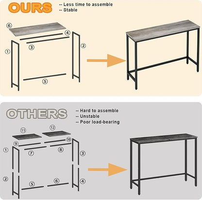 39.4” Console Table, Hallway Entrance Table Sofa Table Behind Couch, for Living Room, Entryway, Easy Assembly, Accent Table, Grey