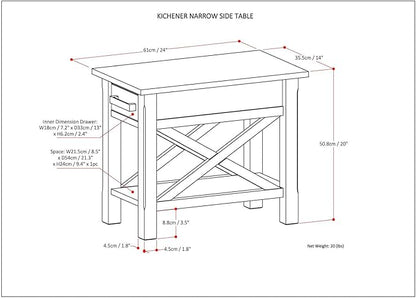 SIMPLIHOME Kitchener SOLID WOOD 14 inch Wide Rectangle Contemporary Narrow Side Table in Black for the Living Room and Bedroom