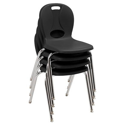 Learniture LNT-118-CSW-BK Learniture Structure Series Stackable School Chairs for Classroom, 18" Seat Height, Black, Pack of 4