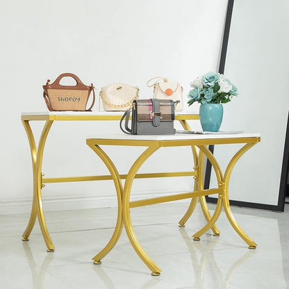 Metal Shoe Handbag Display Stand, Display Riser Shelf for Retail Store, Modern Nesting Tables 2 Piece Set, Iron and Wood, Gold