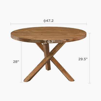 Acanva 47" Small Round Dining Table for 4 Person, MDF Top and Sturdy Wood Base Structure, Modern Design for Kitchen, Compact Space & Apartment, Light Brown