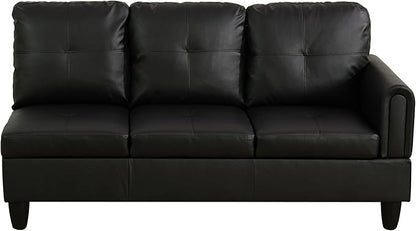 NicBex Sectional Couch 3 Pieces Sofa Set with Right Chaise Faux Leather L Shaped Cloud Couch for Living Room Furniture Sets with Storage Ottoman, Modular Sofa for Living Room & Apartment, Black