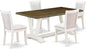 East West Furniture V077MZ001-5 5 Piece Kitchen Table Set for 4 Includes a Rectangle Dining Room Table with V-Legs and 4 Cream Linen Fabric Parsons Dining Chairs, 40x72 Inch, Multi-Color