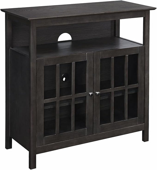 Convenience Concepts Big Sur Highboy TV Stand 36" - Modern Entertainment Center For TVs up to 40", Storage Cabinet for Dining, Living Room, & Entryway, Console Hall Table with Shelves, Weathered Gray