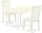 East West Furniture MZDA3-LWH-W 3 Piece Dining Room Furniture Set Contains a Rectangle Kitchen Table with Dropleaf and 2 Dining Chairs, 36x54 Inch, Linen White