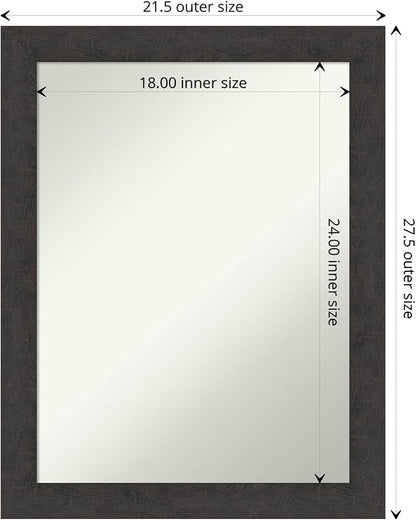 Amanti Art Brown Bathroom Mirror for Over Sink, 30x24 Rustic Plank Espresso Rectangle Vanity Mirror, Medium Country Rustic Frame, Hangs Horizonally and Vertically, Bathroom Wall Decor, Non-Beveled