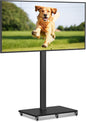 Tall Floor TV Stand for 32-75" TV Portable Rolling TV Cart with Wheels Height Adjustable with Wood Base, Holds up to 88 lbs, Max VESA 600x400mm TS005HB