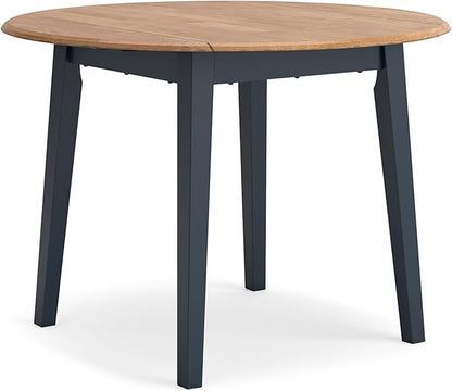 Signature Design by Ashley Gesthaven Modern Dining Drop Leaf Table with 4 Legs, Light Brown & Blue