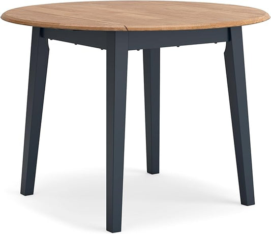 Signature Design by Ashley Gesthaven Modern Dining Drop Leaf Table with 4 Legs, Light Brown & Blue