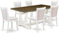 East West Furniture V077MZ001-7 7 Piece Kitchen Table Set Consist of a Rectangle Dining Table with V-Legs and 6 Cream Linen Fabric Parson Dining Room Chairs, 40x72 Inch, Multi-Color
