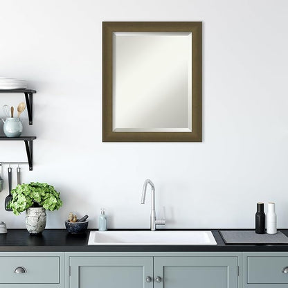 Amanti Art Bronze Bathroom Mirror for Over Sink, 24x20 Blaine Light Bronze Narrow Rectangle Vanity Mirror, Small Modern Contemporary Frame, Hangs Horizonally and Vertically, Bathroom Wall Decor