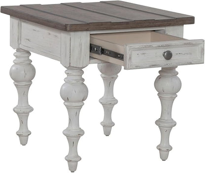 Liberty Furniture River Place Living Room End Table - Riverstone White & Tobacco