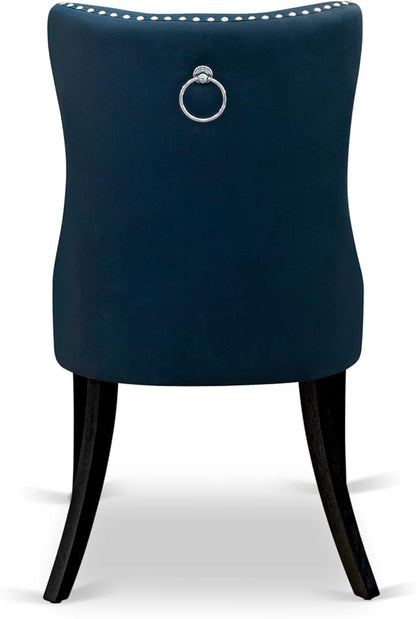 East West Furniture LGDA5-BLK-29 5 Piece Dining Set Includes a Rectangle Wooden Table with Butterfly Leaf and 4 Polyester Fabric Upholstered Chairs, 42x84 Inch, Black