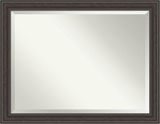 Amanti Art Brown Bathroom Mirror for Over Sink, 36x46 Shipwreck Greywash Rectangle Vanity Mirror, X-Large Traditional Frame, Hangs Horizonally and Vertically, Bathroom Wall Decor, Beveled Edge