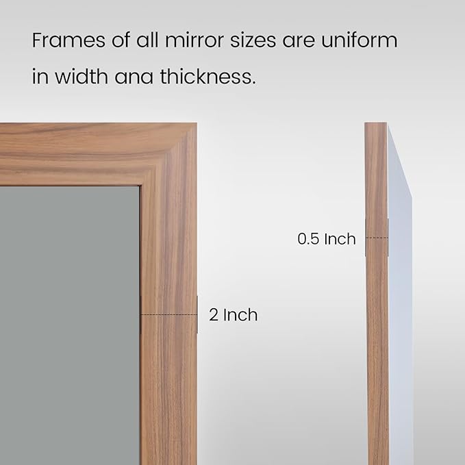 Amorho 72 X36 Inch Bathroom Mirror for Wall, Walnut Wood Grain Metal Framed, Anti-Rust, Hang Horizontally/Vertically, Suitable for Bedroom, Farmhouse, Bathroom, Decorative