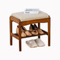 latifolia Small Shoe Bench, Solid Wood Bench with Cushion, 2 Tier Shoe Storage Organizer for Entryway(Walnut,17.71''L)