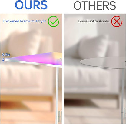 NiHome Square Iridescent Acrylic End Table for Small Spaces, Living Rooms, Bedrooms, Balconies, 0.3-Inch Thick Acrylic Coffee Table with Crystal Clear and Durable Design, 13.3"x13.3"x18.9" (1PC)