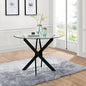 Glass Dining Table Modern Kitchen Table with Black Metal Legs 36 Inch Small Round Dining Table for Apartment Kitchen Dining Room
