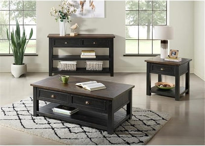 Martin Svensson Home Solid Wood End Table, Black with Brown Top