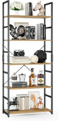 OTK 5 Tier Bookshelf, Tall Bookcase, Office Shelf Storage Organizer, Modern Book Shelf for Living Room, Bedroom, and Home Office, Natural